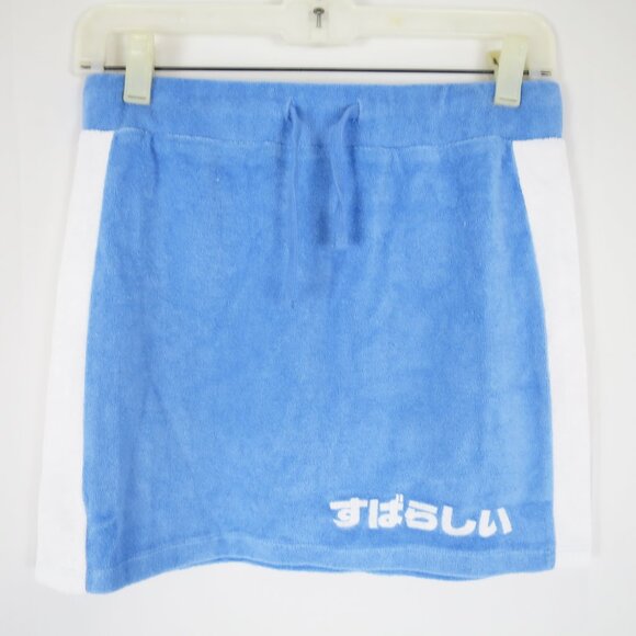 NEW NGOrder Terry Embroidered Mini Skirt Blue Subarashii すばらしい Size US M/UK 10 - Picture 6 of 14